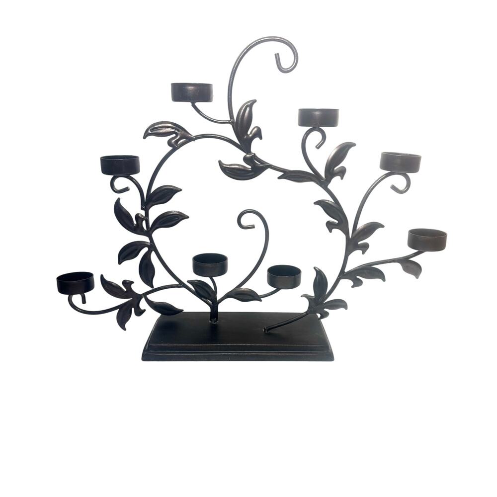 Farmhouse Leaf Vine Design 8 Arm Candelabra Tealight Candle Holder 15 x18 inch
